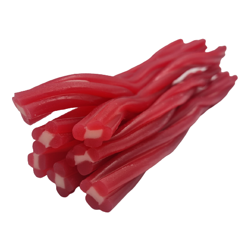 Slikbilen - Kæmpe Strawberry Twist. Billede af seks røde og saftige slikstænger