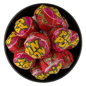 Slikbilen - Pin Pon Gum Lollipop Sour Strawberry